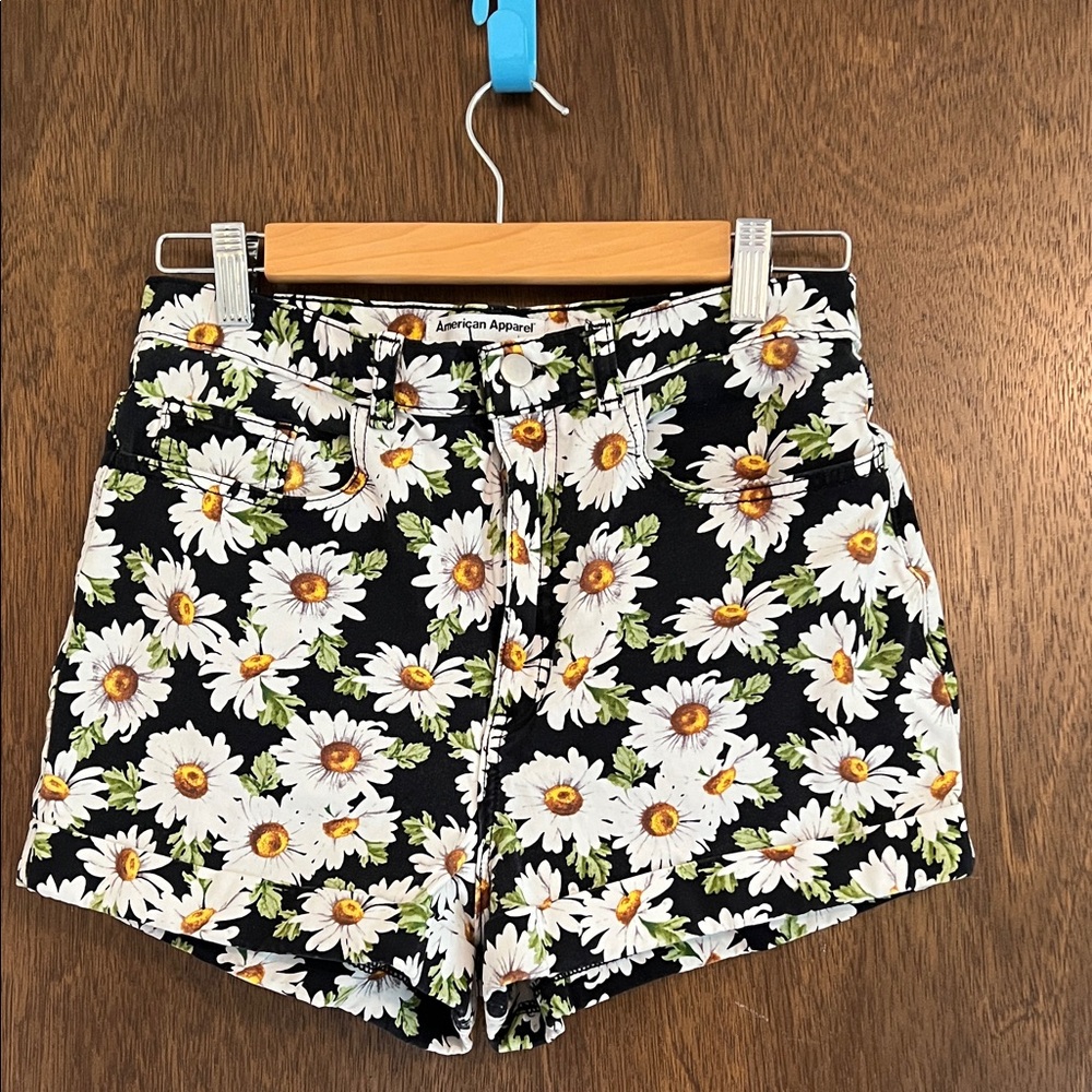 Vintage Y2K American Apparel Black Daisy Print